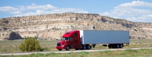 Semi Truck Driving On Highway